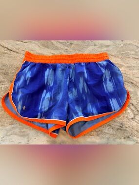 Under Armour Athletic Shorts Womens Medium Blue Orange Running Workout Gym